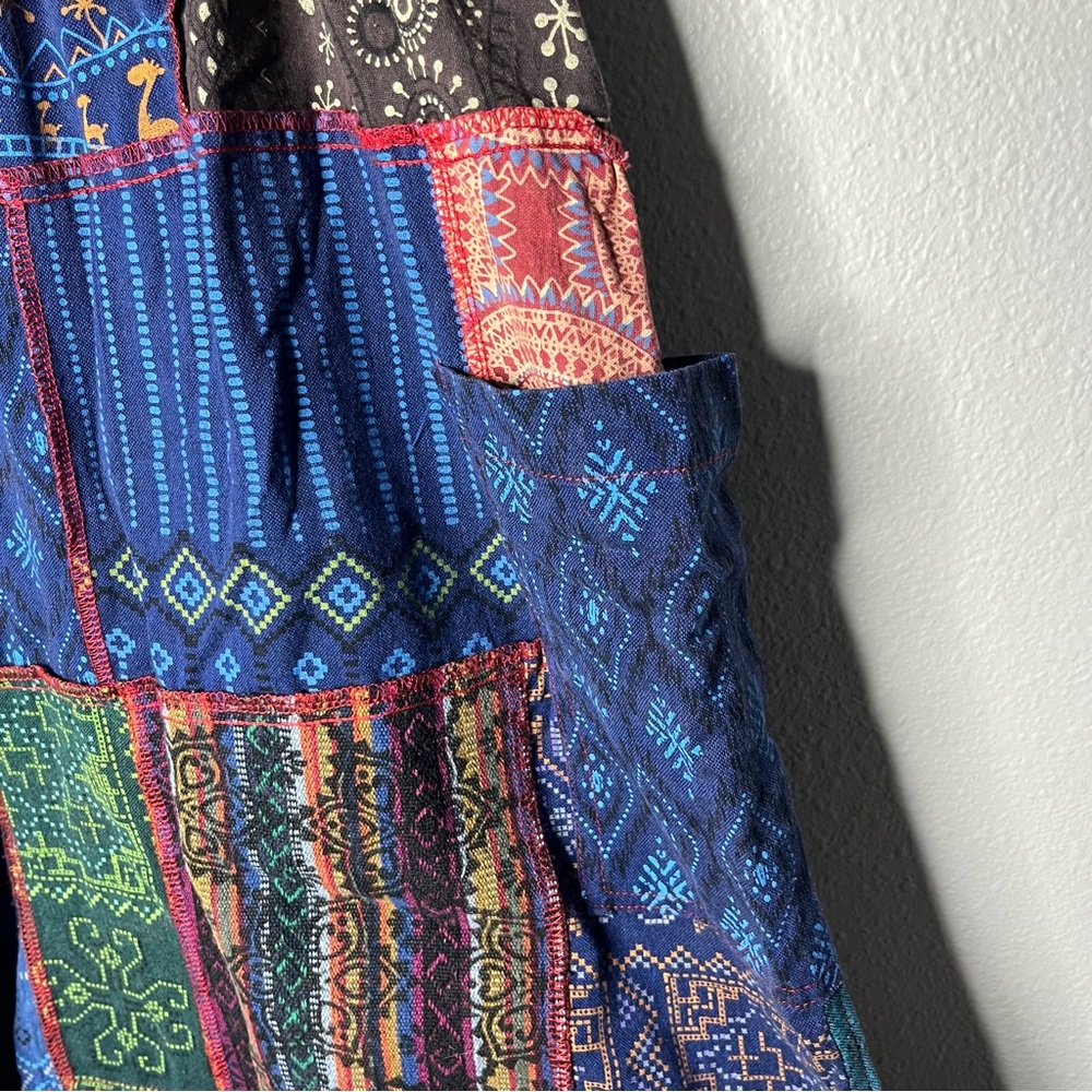 Boho Patchwork Drawstring High Rise Wide Leg Pala… - image 5